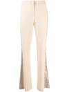 D-EXTERIOR FLARED SEQUIN TROUSERS