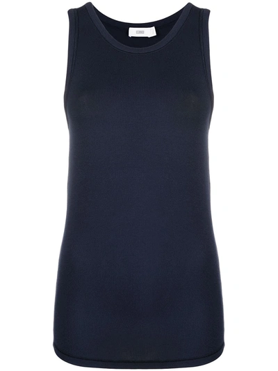 Closed Ribbed Jersey Tank Top In Blue