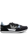 Emporio Armani Low-top Side-logo Trainers In Blu