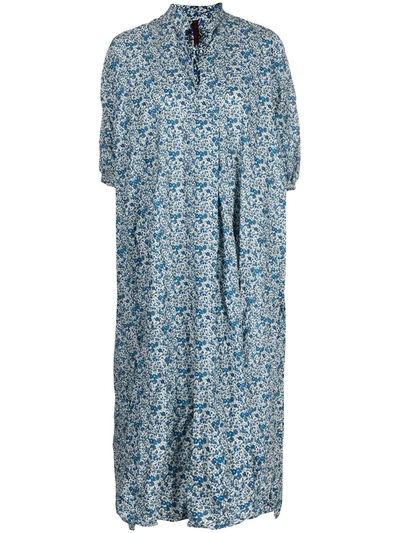 Daniela Gregis Floral Print Flared Dress In Blue
