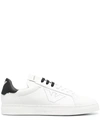 EMPORIO ARMANI LEATHER PERFORATED-LOGO TRAINERS
