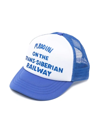 Mini Rodini Kids' Trans-siberian Railway-print Cap In Blue