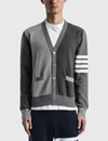 Thom Browne Milano Stitch Cotton Multi-colour 4 Bar Cardigan In Grey