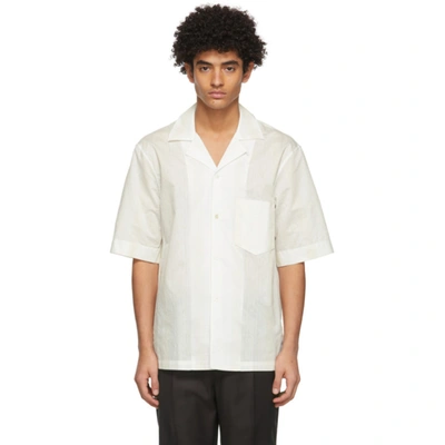 Acne Studios Striped Jacquard Cotton Blend Shirt In White,beige