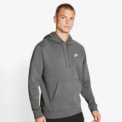 Nike Sportswear Club Fleece Embroidered Hoodie In Flat Pewter/white