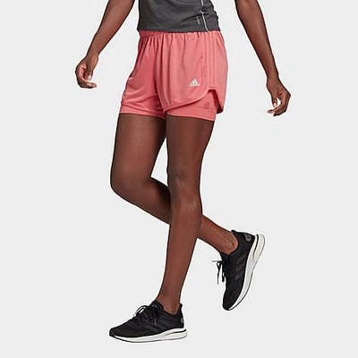 Adidas Originals Adidas Women's Marathon 20 Two-in-one Running Shorts In Hazy Rose