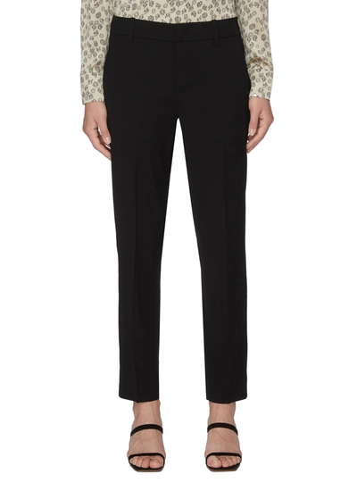 Vince High-rise Skinny Suede Trousers In Black