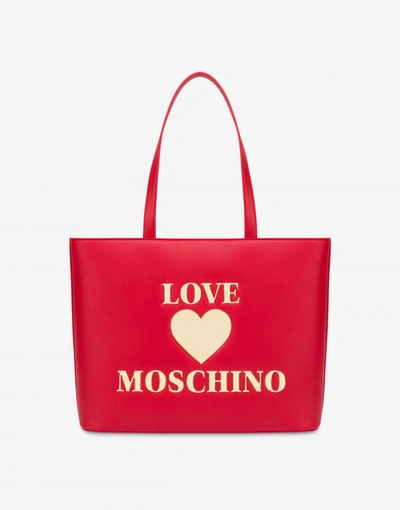 Love Moschino Shiny Padded Heart Shopper In Red
