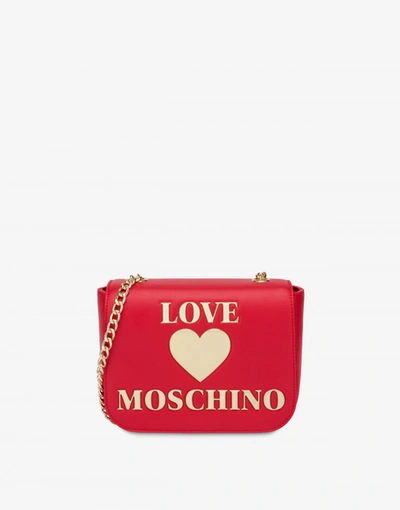 Love Moschino Shiny Padded Heart Shoulder Bag In Red