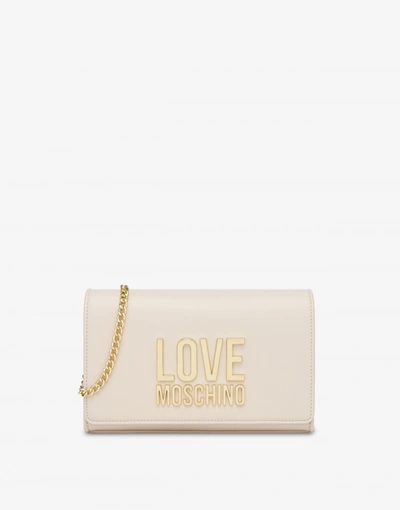 Love Moschino Gold Metal Logo Clutch In Black