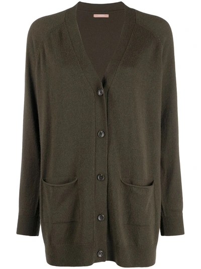 12 Storeez Button-up Cashmere-blend Cardigan In Green