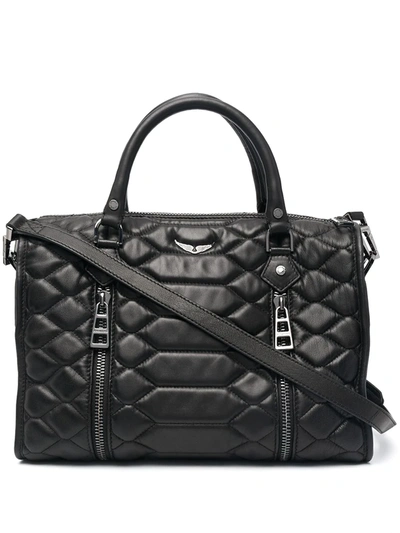 Zadig & Voltaire Sunny Medium Quilted-leather Bowling Bag In Black