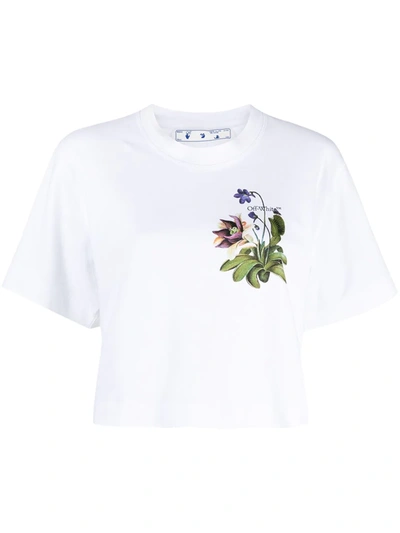 Off-white Botanical Arrows Crop Graphic Tee In White