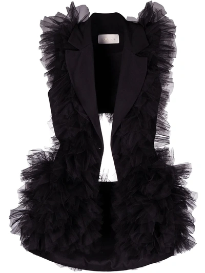 Loulou Ruffle Tailored Waistcoat In Black