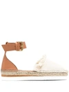 See By Chloé Leather And Canvas Platform Espadrilles In Brown