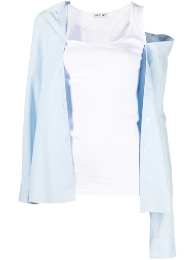 Act N°1 Blue Hybrid Waistcoat Top Blouse