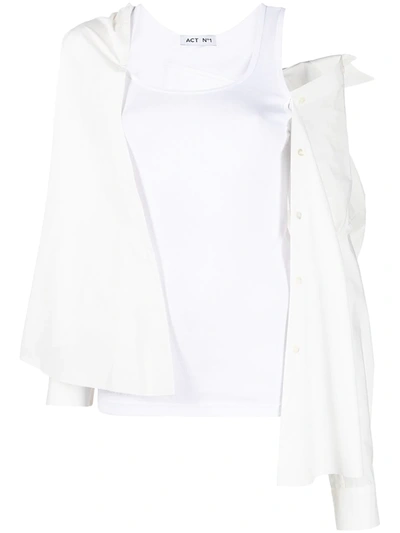 Act N°1 White Hybrid Waistcoat Top Blouse