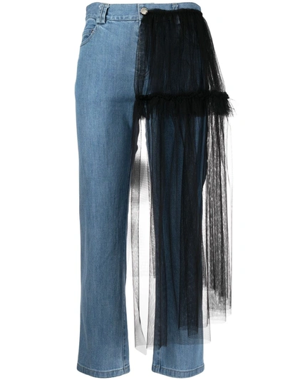 Act N°1 Blue Tulle-detail Cropped Jeans