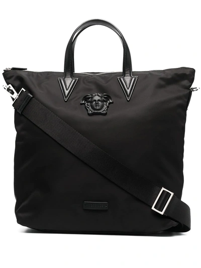 Versace Medusa Black Nylon Tote Bag