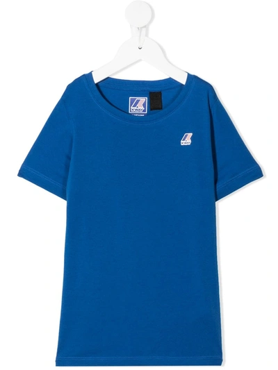 K-way Teen Logo-print Cotton T-shirt In Blue