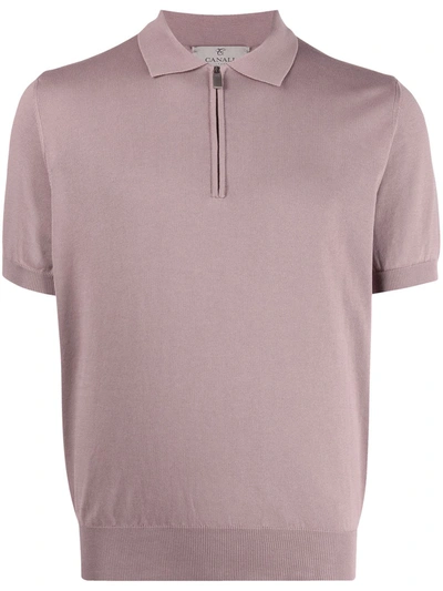 Canali Zip Polo Shirt In Pink