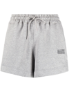 GANNI LOGO-EMBROIDERED COTTON SHORTS