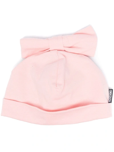 Moschino Babies' Bow-detail Cotton Beanie In Pink