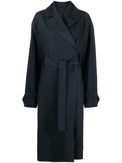 Jil Sander Belted Trench Coat In Blue