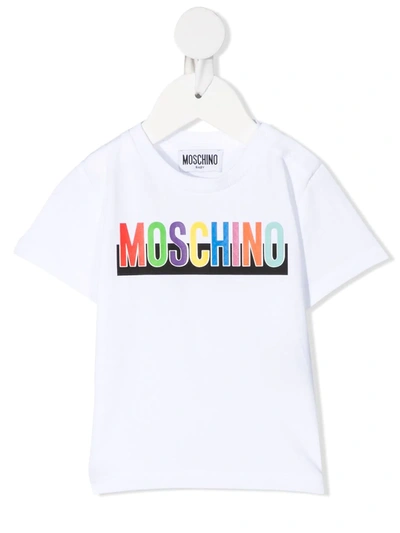 Moschino Babies' Logo-print Slim-fit T-shirt In 白色