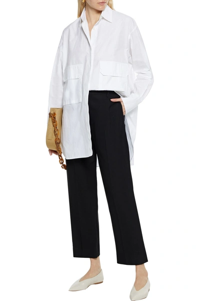 Khaite Catherine Cropped Twill Straight-leg Trousers In Black
