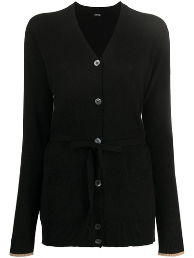 Aspesi Wool-cashmere-viscose Blend Yarn Knit Cardigan In Black