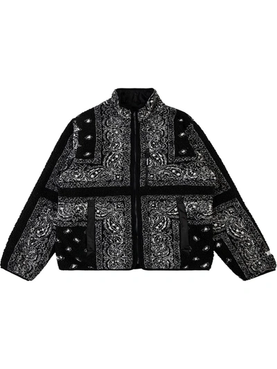 Supreme Reversible Bandana Fleece Jacket In Black