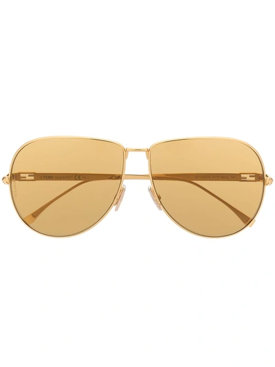 Fendi Baguette Pilot-frame Sunglasses In Gold