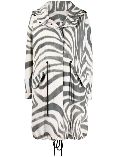 Moncler Achird Zebra-print Parka Coat In Beige