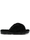Ugg Fusette Crossover-strap Slides In Black