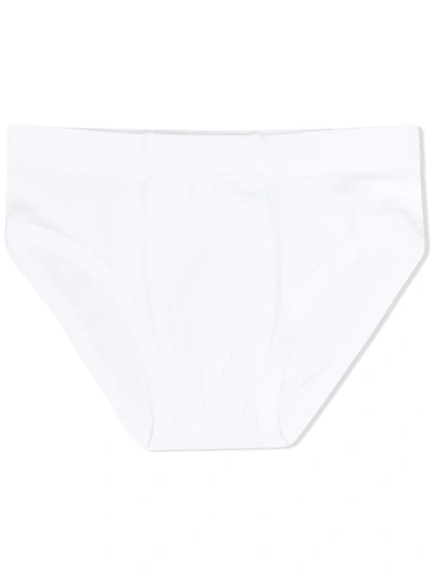 Story Loris Kids' Stitched Cotton Briefs In White