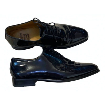 Pre-owned Magnanni Patent Leather Lace Ups In Blue