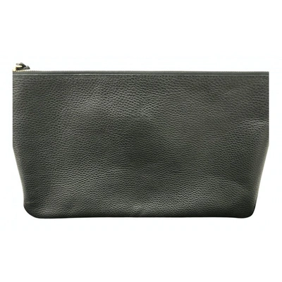 Pre-owned Gucci Bamboo Leather Clutch Bag In Black