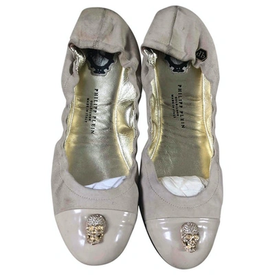 Pre-owned Philipp Plein Leather Ballet Flats In Beige