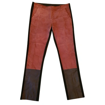 Pre-owned Diane Von Furstenberg Leather Trousers In Brown