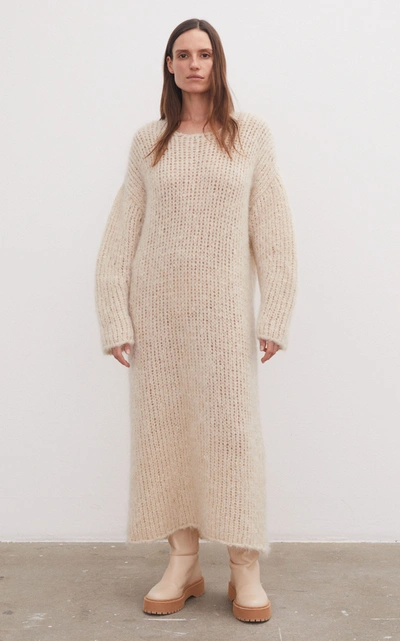 crochet knit midi dress Chloé Black Long Sleeve Studded Crochet Knit Midi dress main image 0