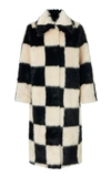 Stand Studio Women's Nino Checkered Faux Fur Trench Coat In Black,white