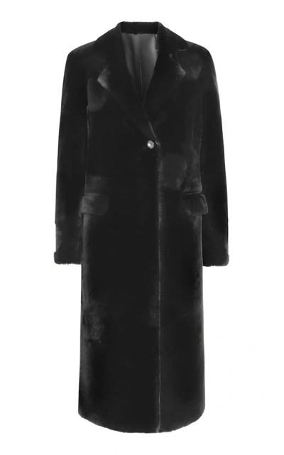 Anne Vest Women's Thora Longline Shearling Coat In Black