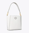 Tory Burch Mcgraw Leather Hobo Bucket Bag In Gardenia