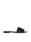 Dolce & Gabbana Black Leather Mules With Dg Logo In Nero