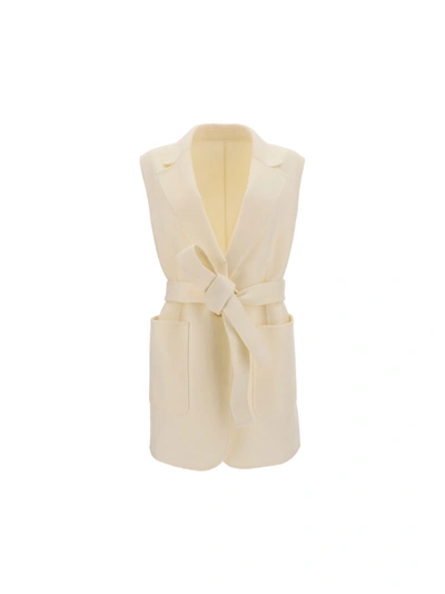 Pinko Belted Wool Vest In White