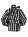 Red Valentino Redvalentino Luminescent Tartan Blouse In Nero