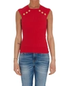 Balmain Button Pointelle Knit Top In Pink