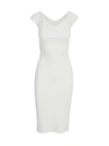 LA PETIT ROBE DI CHIARA BONI PENCIL V NECK DRESS,SALLY088 070 WHITE