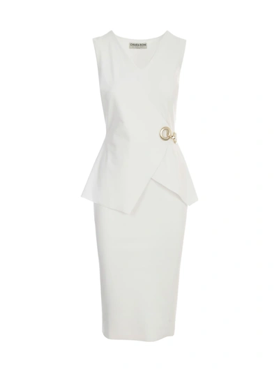 La Petit Robe Di Chiara Boni Sleeveless Dress W/gold Hook On Side In White